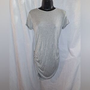 Silver Gray Ruched Short Sleeve Tee Dress